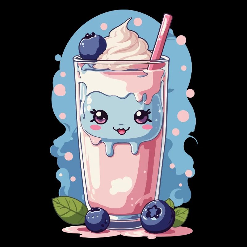 Blaubeeren Kawaii Anime Milchshake Spaß