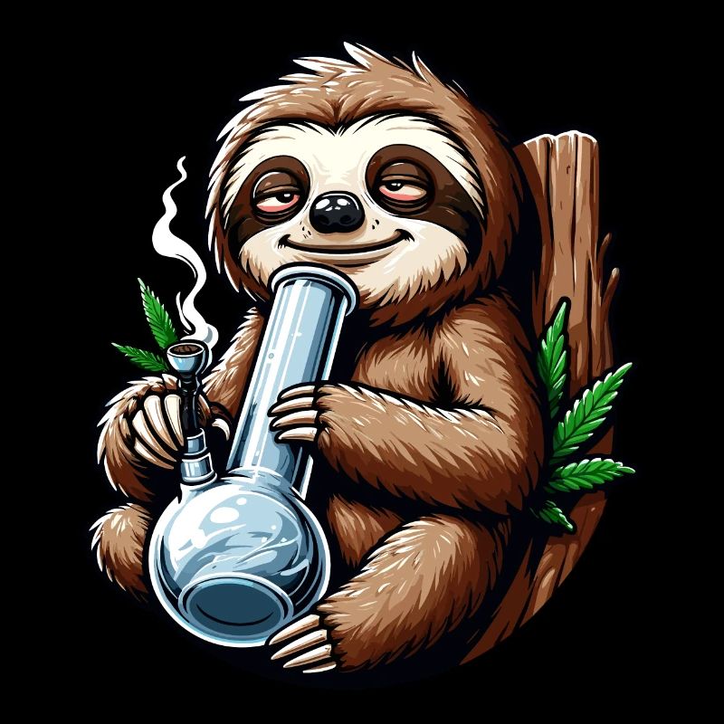 Faultier mit Bong Hanf Cannabis