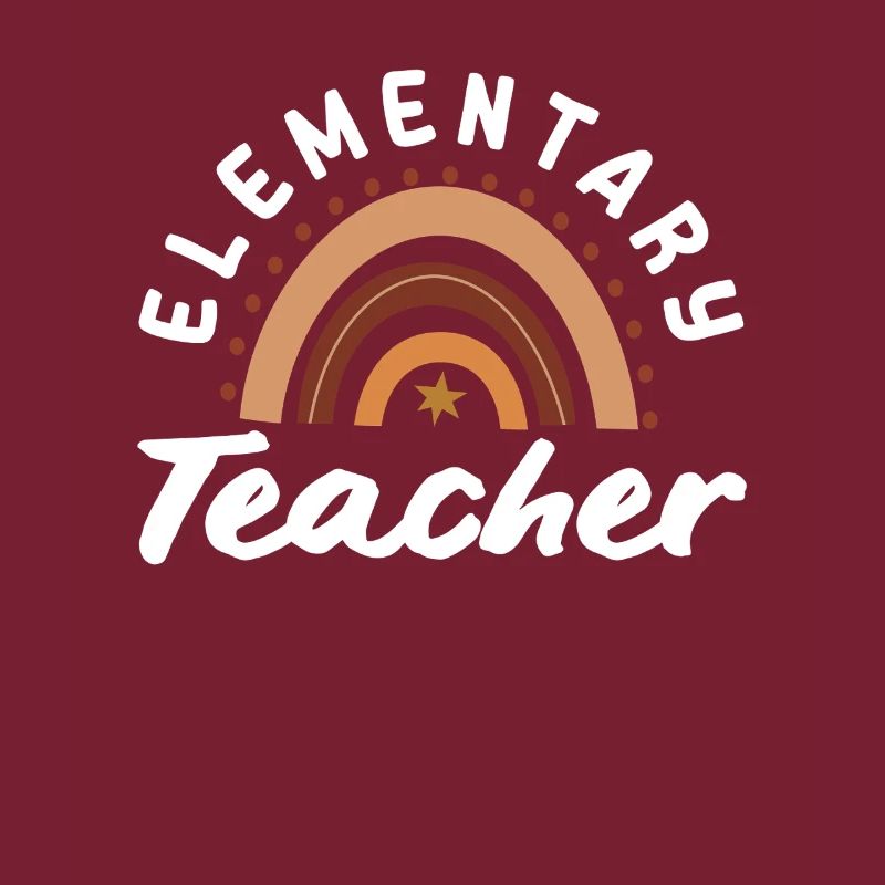 Elementary school teacher retro rainbow design