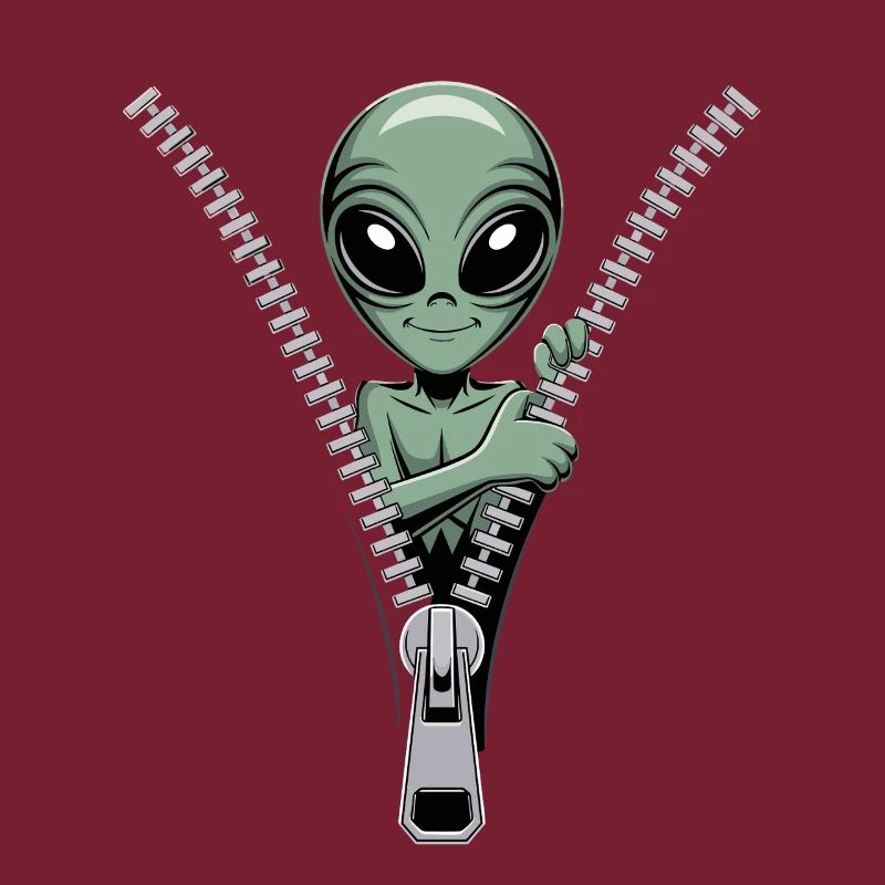 Drôle de look de fermeture éclair extraterrestre