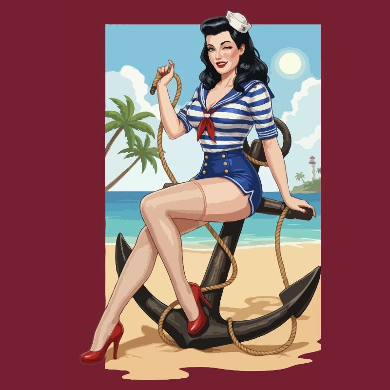 Beach sailor pinup