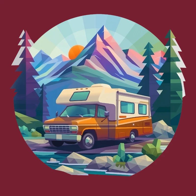 Camping à l’ancienne – Moderne dans un look low poly