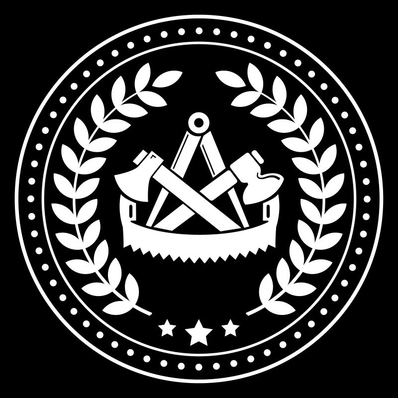 Enseigne de guilde Charpentier avec couronne de laurier