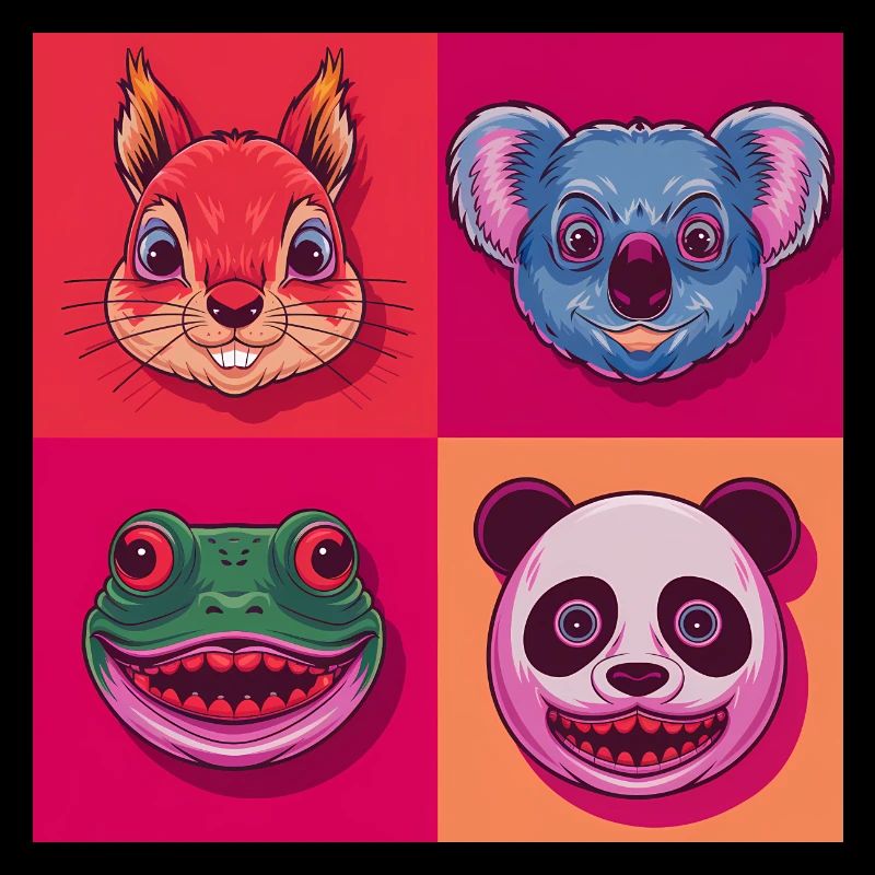 Pop Art Smile Koala Panda Frog horror Halloween