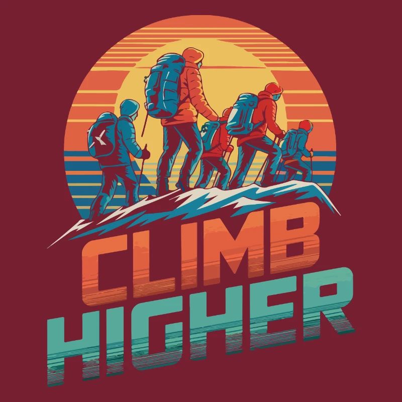 Erklimmen Sie höhere Retro-Wanderer