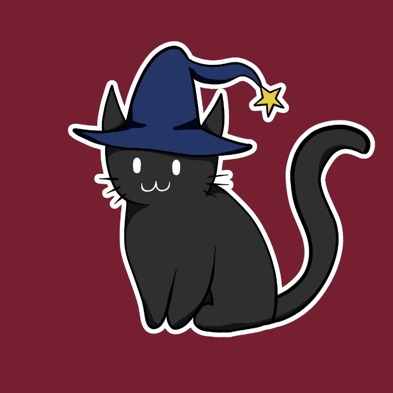 Schwarze Katze mit Hexenhut