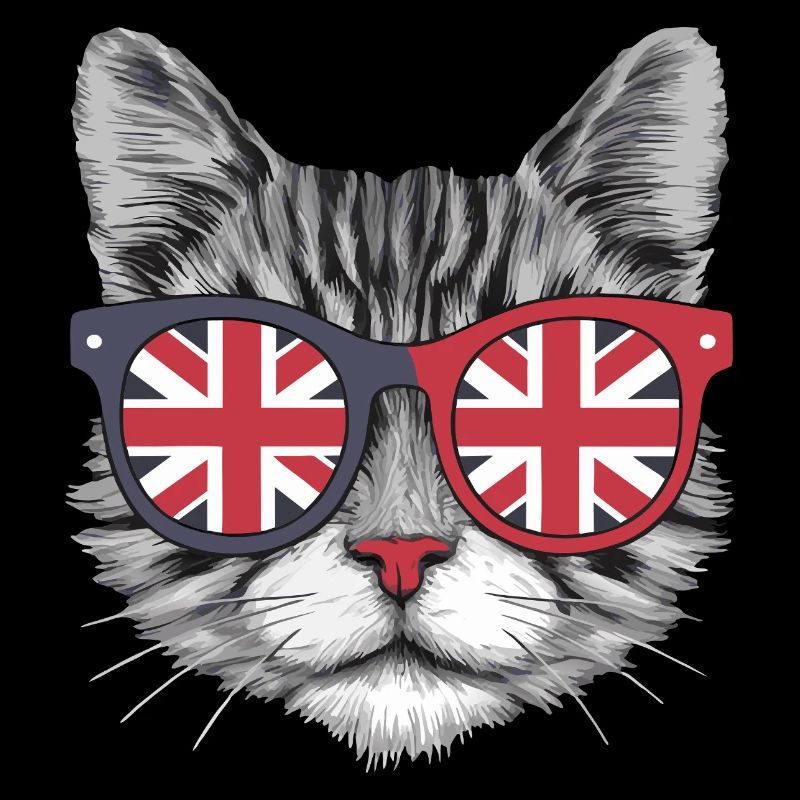 Coole Katze mit Sonnenbrille mit britischer Flagge – Funny British