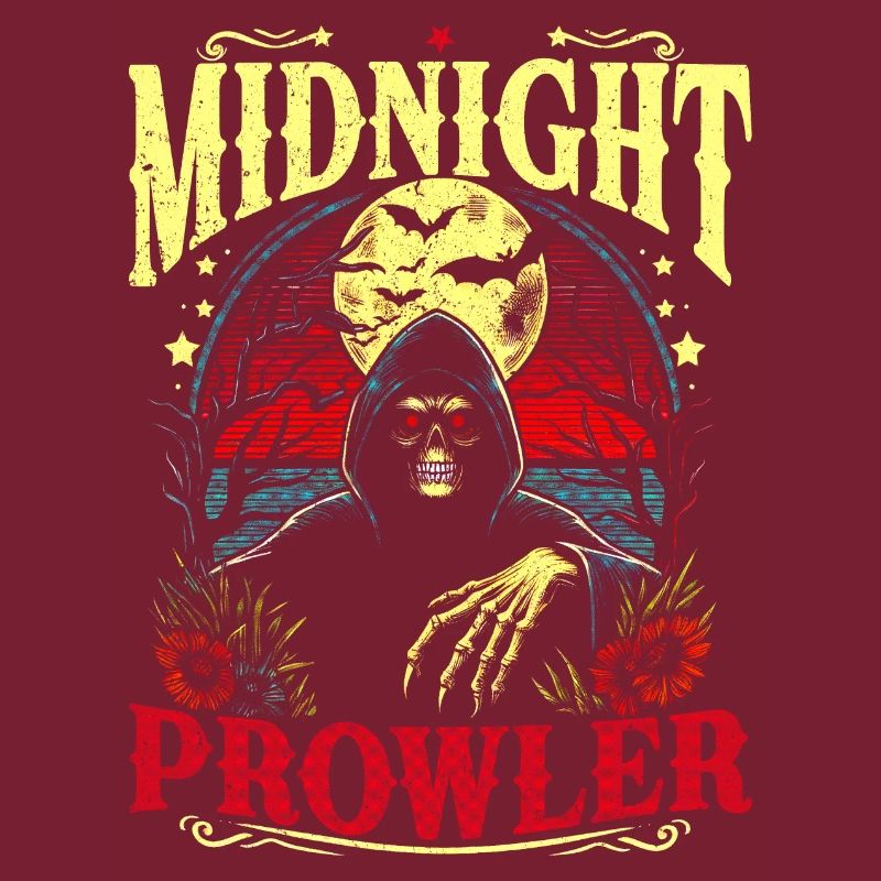 Comic VintageSkull Midnight Prowler in Retro Style