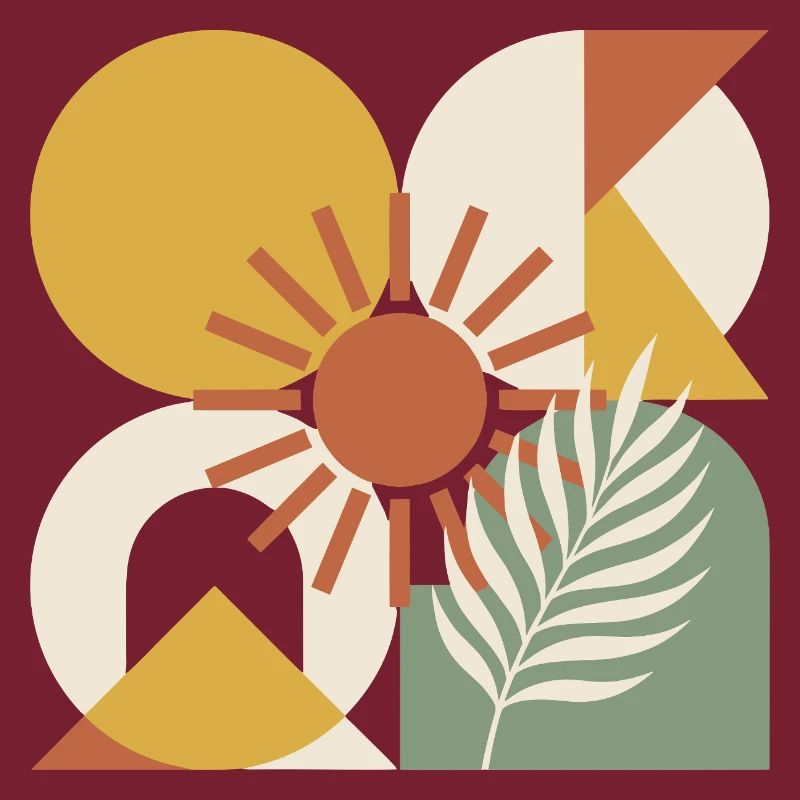 Boho Abstract Geometric Botanical Sunburst
