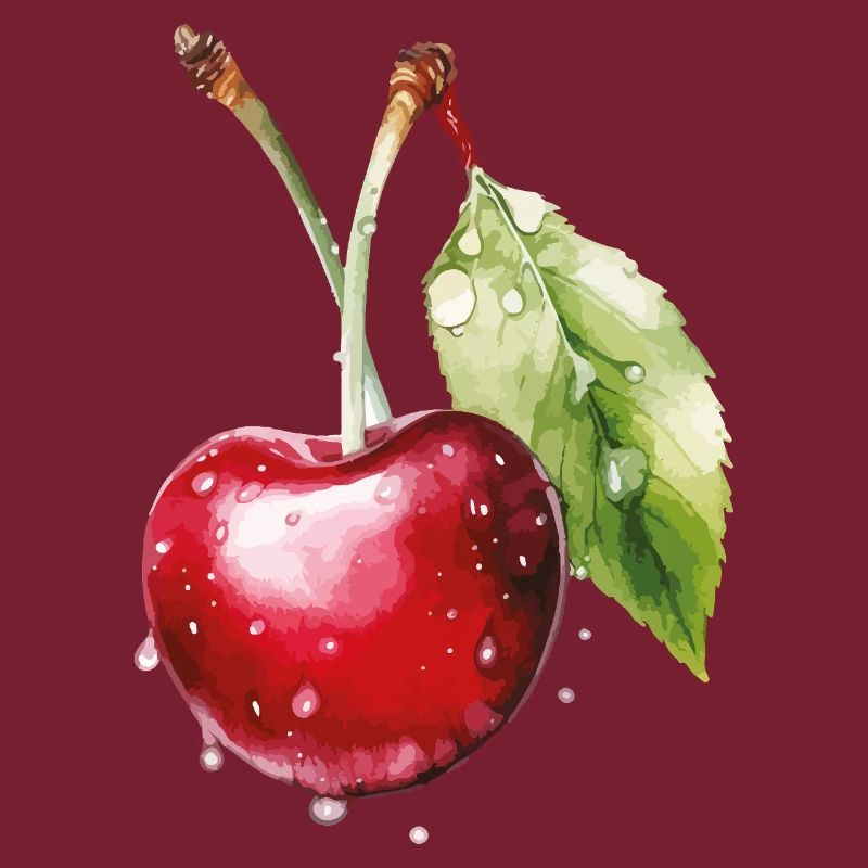 Fruity cherry with water droplets