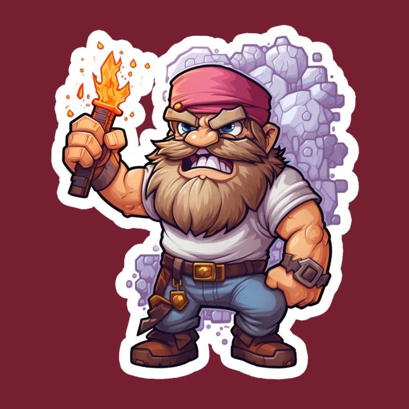 Pixel Dwarf With Torch Mining Game Shirt