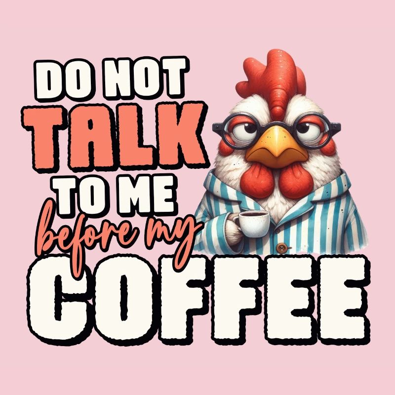 Grumpy rooster with coffee