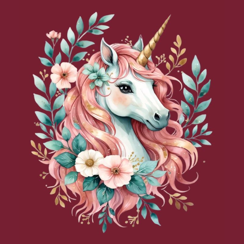 Licorne pastel avec couronne de fleurs