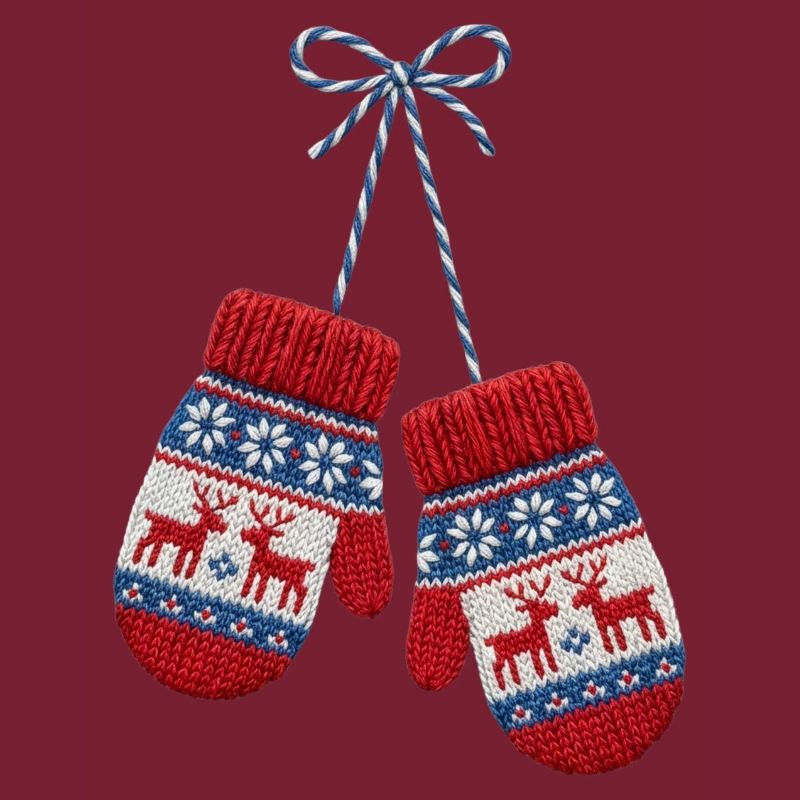 Moufles de Noël brodée (imprimé)
