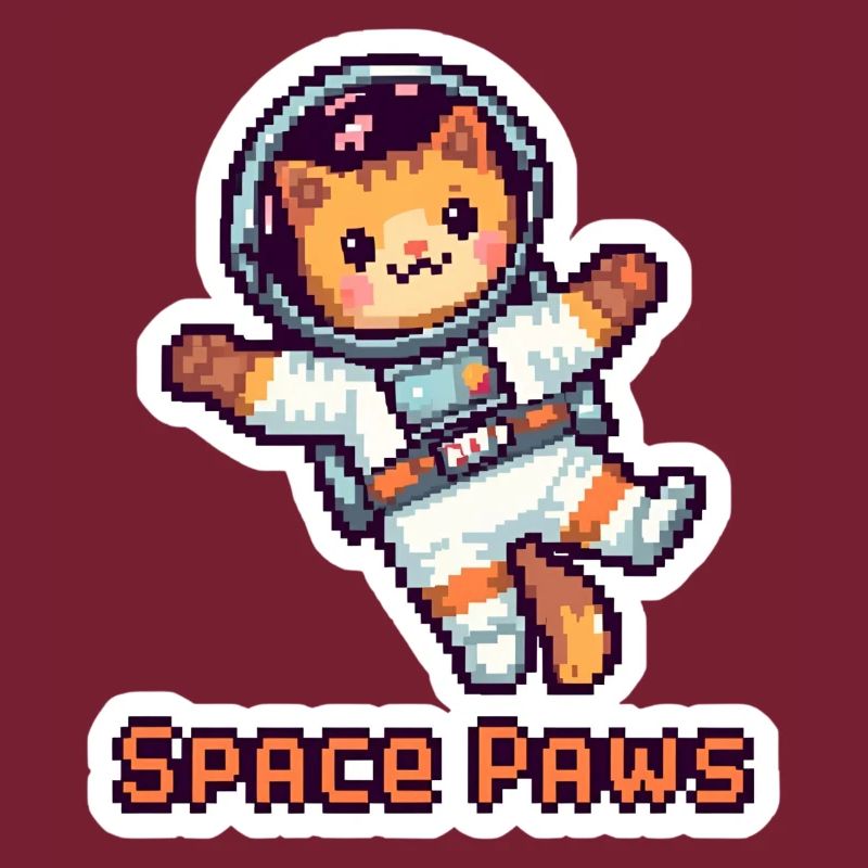 Space Paws – Pixel Cat Astronaut Sticker