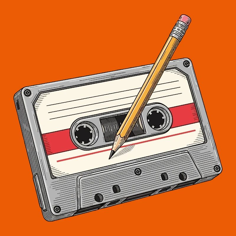 Analogkassette mit Bleistift