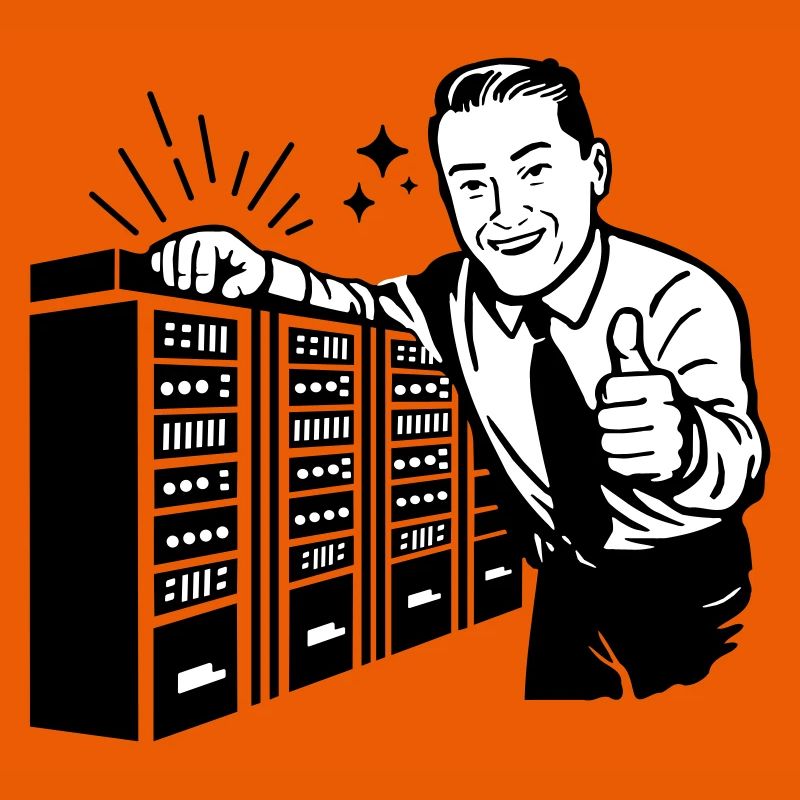 Retro IT-Admin lächelt – Vintage Tech Support