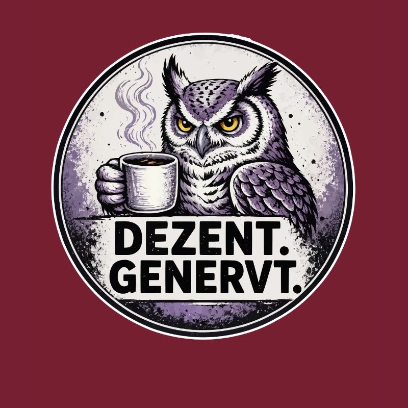 Dezent Genervt Eule mit Kaffee