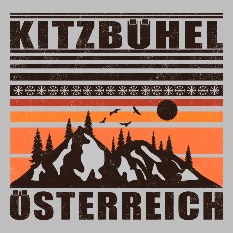 Kitzbühel Austria Retro Sunset Ski 80s