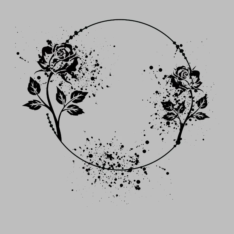 Round rose frame with color spots
