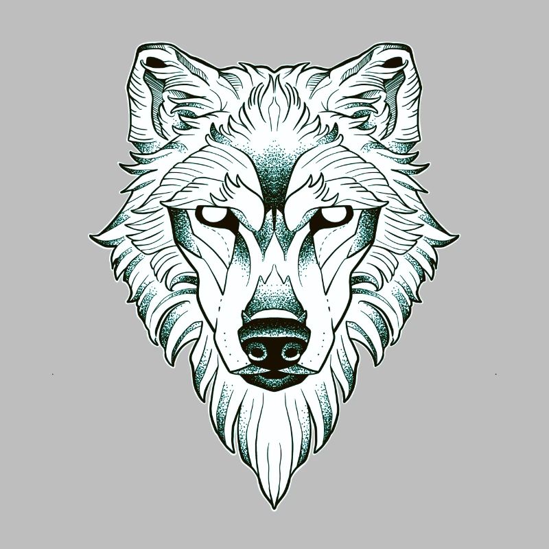 Symmetrical wolf dotwork
