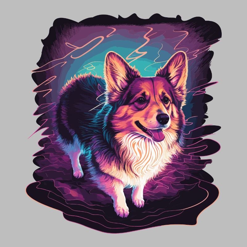 Wave Neon Style Corgi