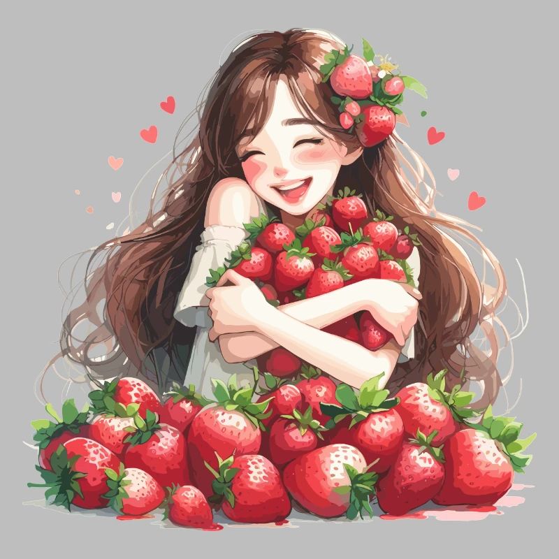 Erdbeermädchen Erdbeeren Geschenk