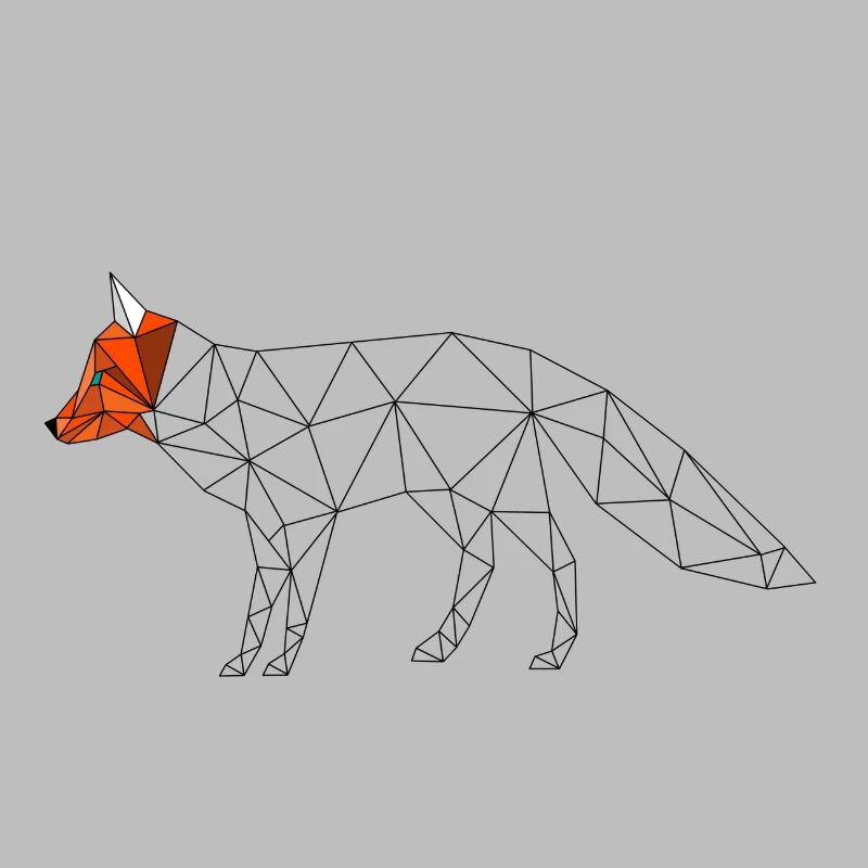 Fox 3D tête géométrique basse poly coloré