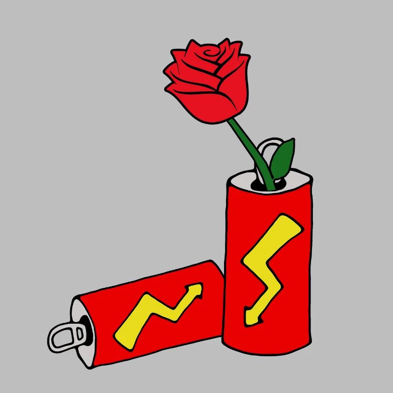 Rote Rose in Energydrink Dose Geschenk Nerd