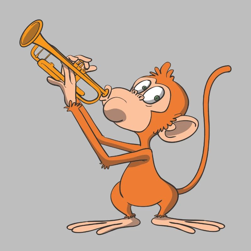 Le singe joue de la trompette