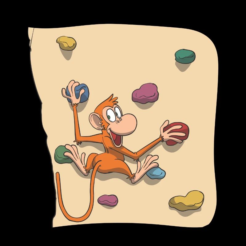 Affe beim Bouldern