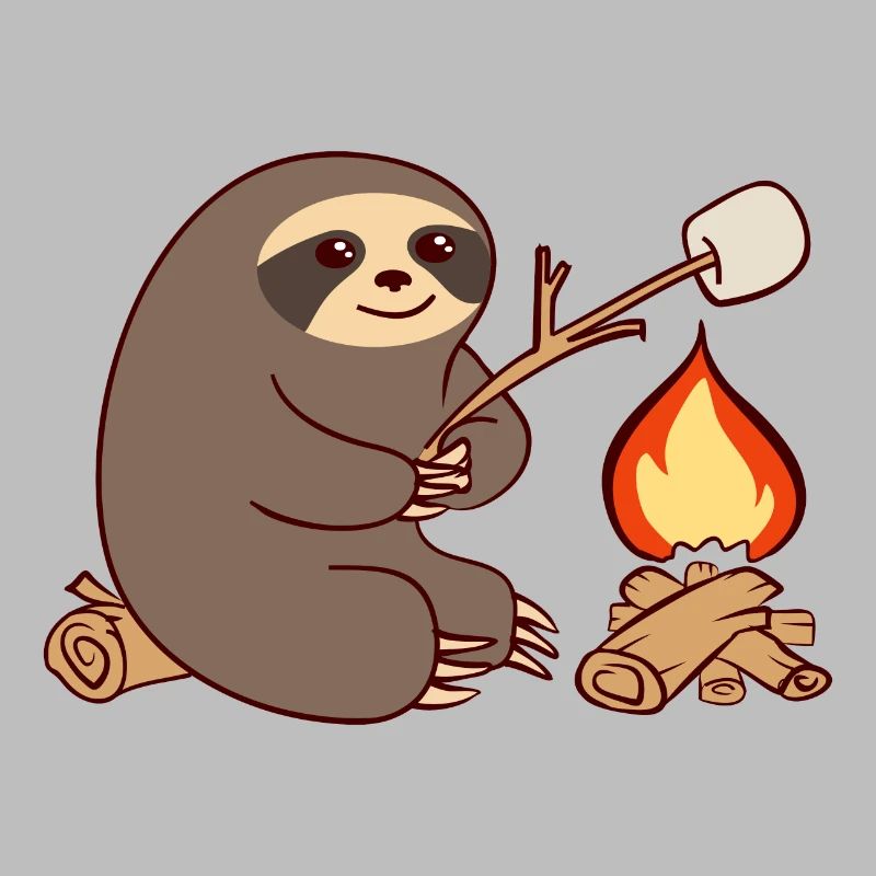 Barbecue Campfire Sloth Camping Camp Marshmellow