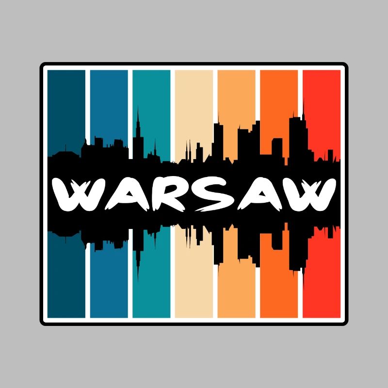 Varsovie Pologne Skyline Silhouette Souvenir de voyage