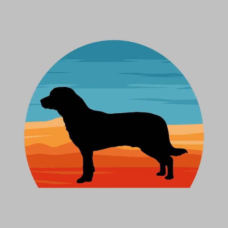 Entlebucher Sennenhund Silhouette Retro Sunset