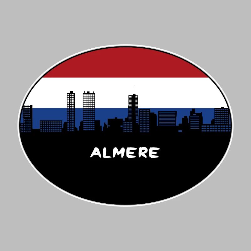 Almere Pays-Bas Flag Skyline Silhouette Voyage