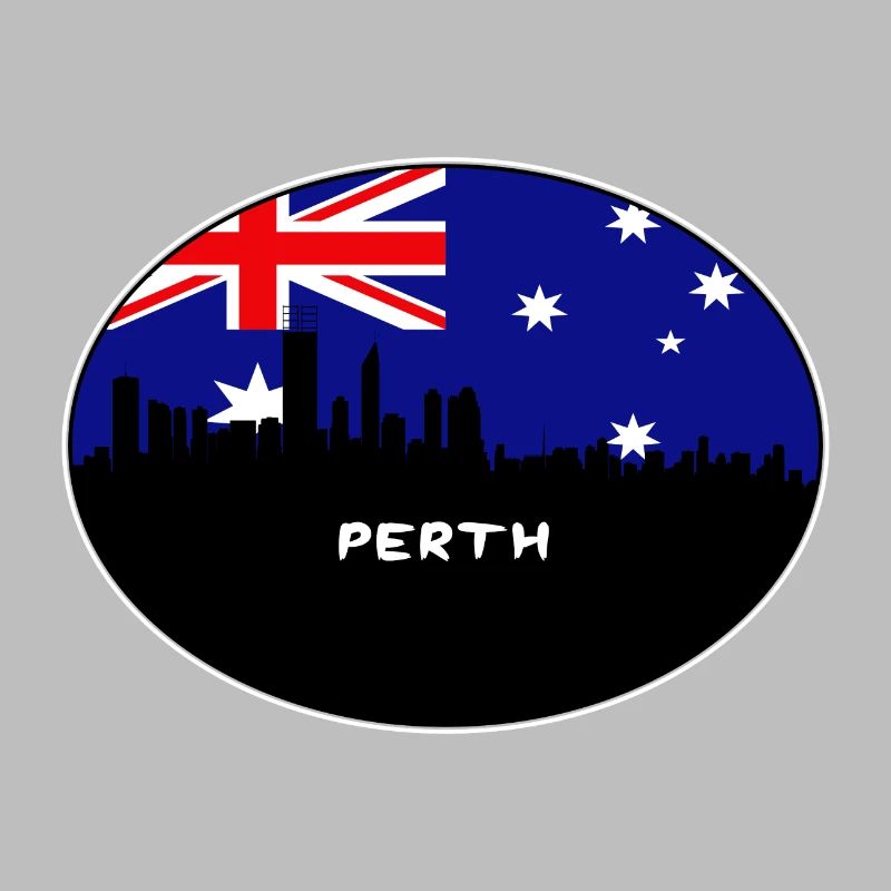 Perth Australie Drapeau Skyline Voyage Silhouette
