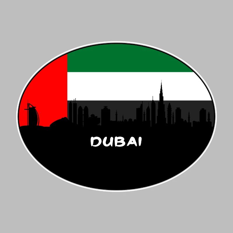 Dubai Émirats Arabes Unis Drapeau Skyline Voyage Silhouette