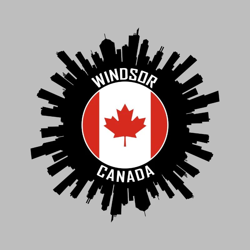 Souvenir de voyage du drapeau canadien Skyline de Windsor
