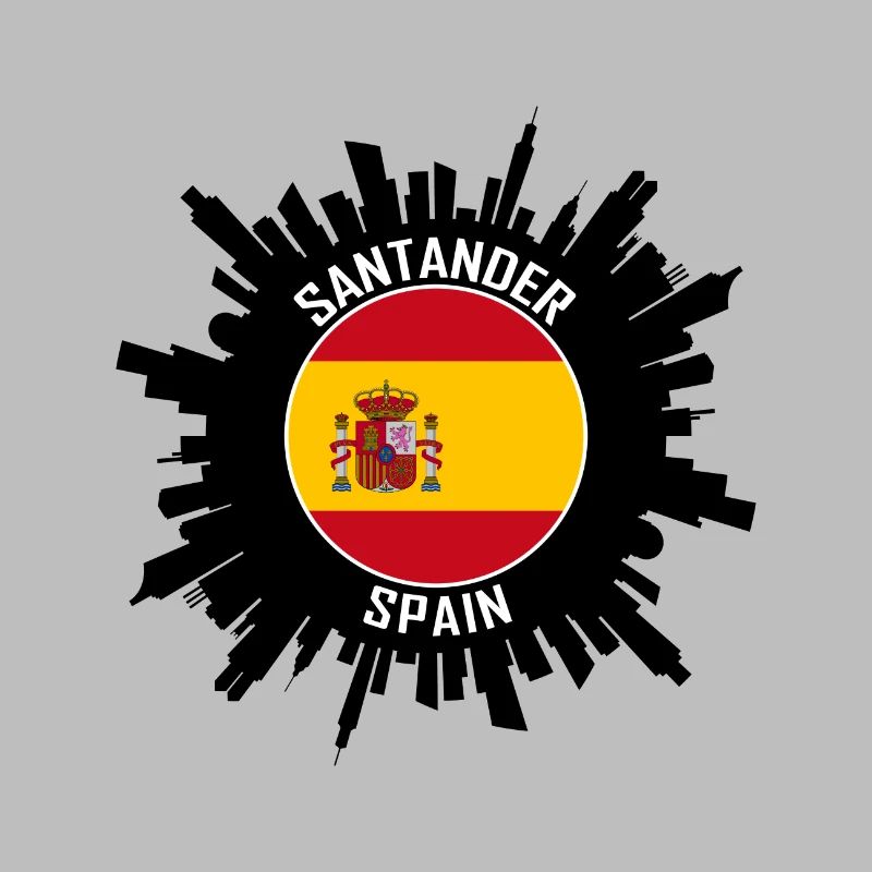 Santander Skyline Spanien Flagge Reise-Souvenir