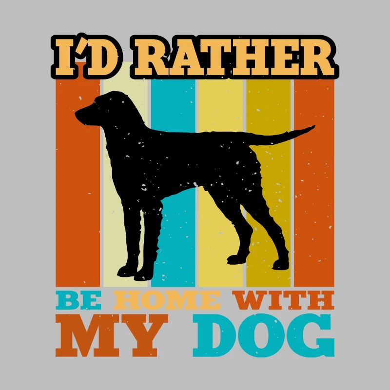 Curly Coated Retriever Hund Silhouette Retro Sunset