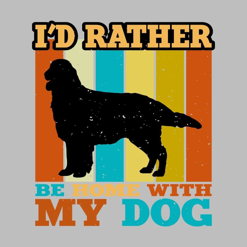 Flat Coated Retriever Hund Silhouette Retro Sunset