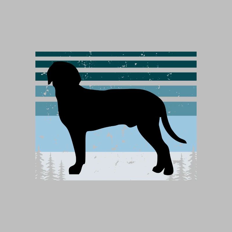 Österreichischer schwarzer und hellbrauner Jagdhund Silhouette Retro