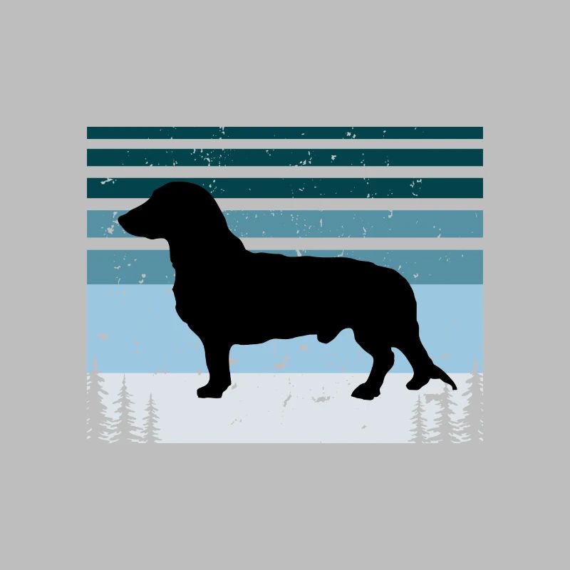 Westfälische Dachsbracke Hund Silhouette Retro Sonne