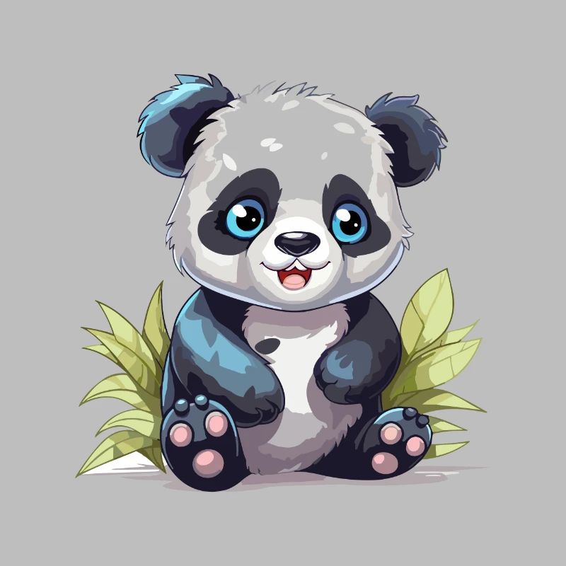 Mignon Panda Aquarelle Colorée Dessin Animé Kawaii Anim