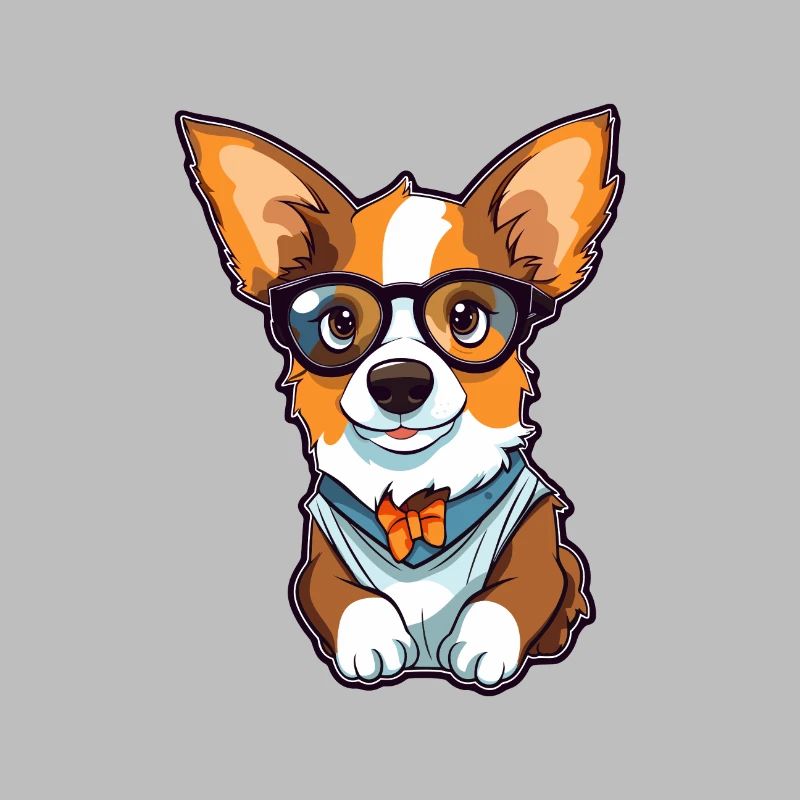 Strickjacke Welsh Corgi Hunderasse Aquarell Karikatur