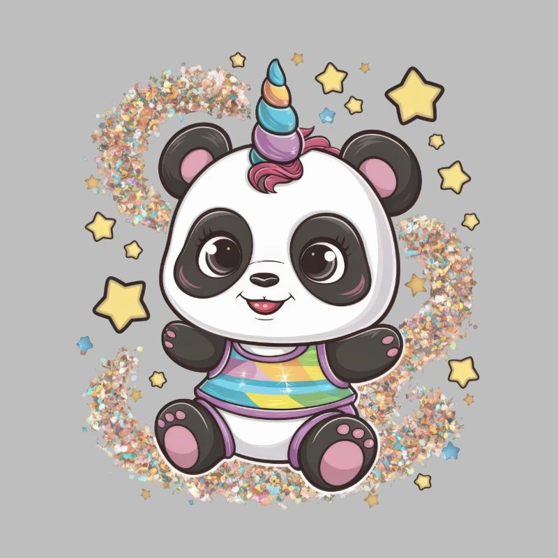 Mignon panda licorne
