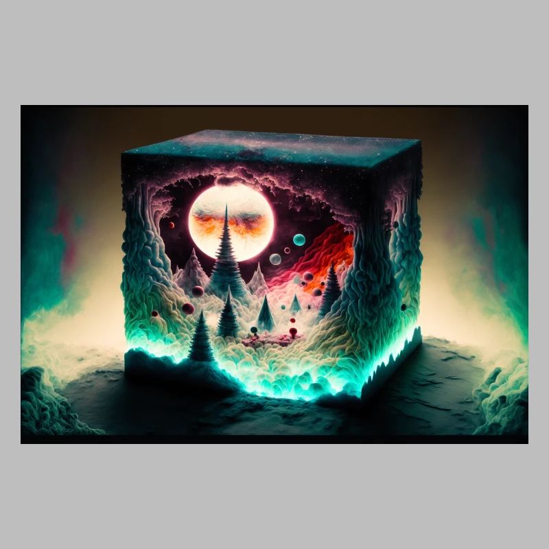 Paysage du Cube de Néon de la Lune