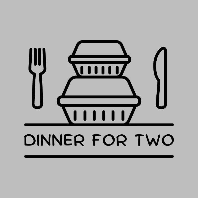 Dinner for two – takeaway boxes, fork, knife.