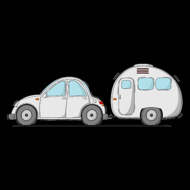 Auto mit Wohnwagen Grau