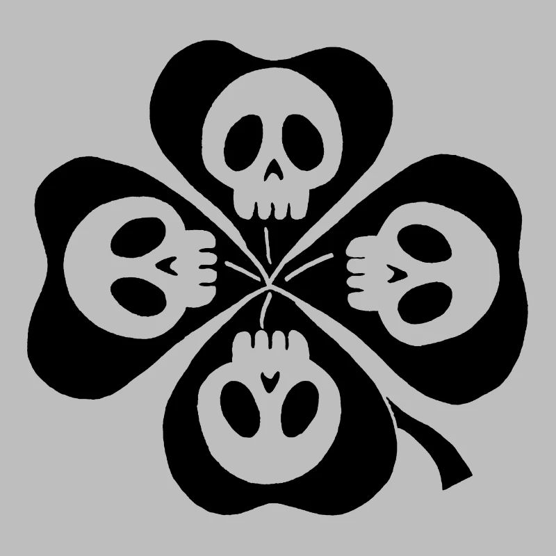 Skulls and black four-leaf clover